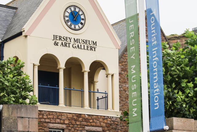 A large building with Jersey Museum and Art Gallery sign