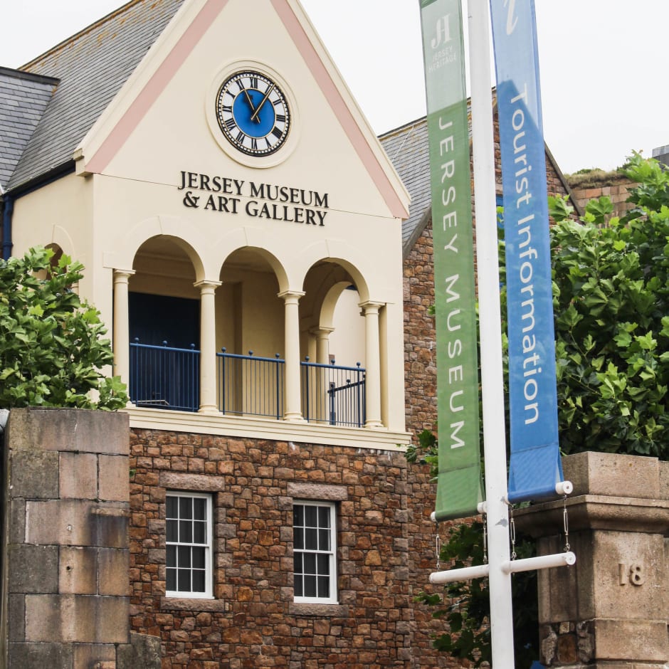 A large building with Jersey Museum and Art Gallery sign