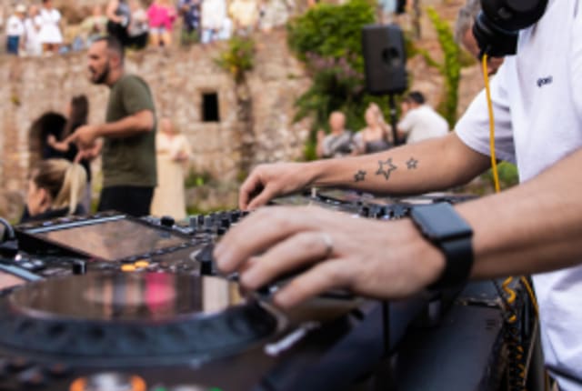 A DJ plays a record