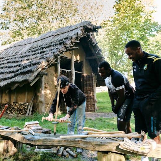 Watching a living history person light a fire