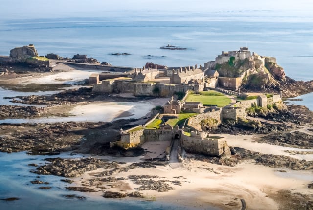 Aerial view of a castle