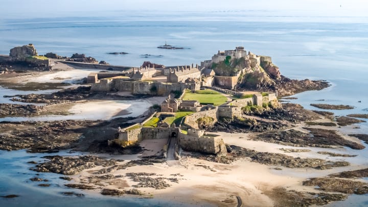 Aerial view of a castle