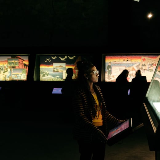 Woman looks at a panel