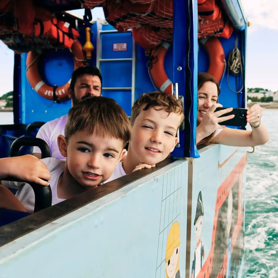 Elizabeth Castle children on the Castle Ferry