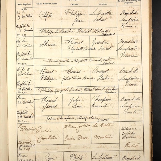 Lillie_Langtry_Baptism_registration