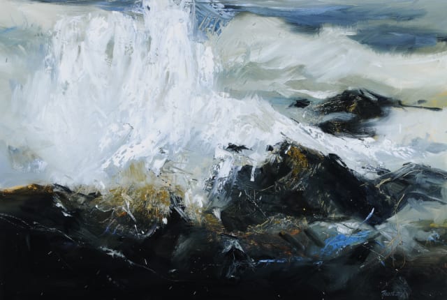 An oil painting of waves