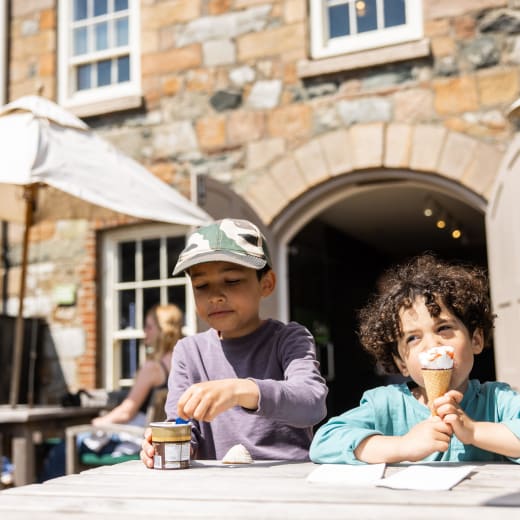 Two children tuck into ice creams