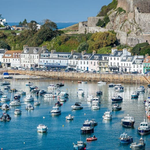 A quaint harbour with fishing boats
