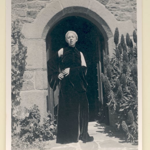 Self portrait (in velvet dress, at La Rocquaise) of Claude Cahun