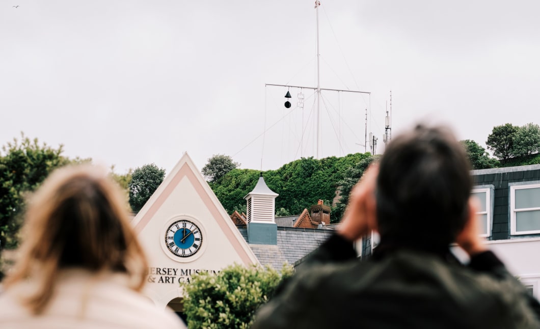 Signal Station People look at signal station with Jersey Museum building in background