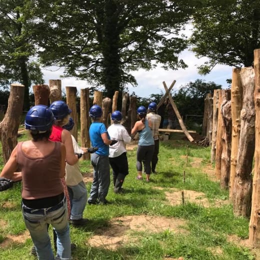 people building a wooden frame