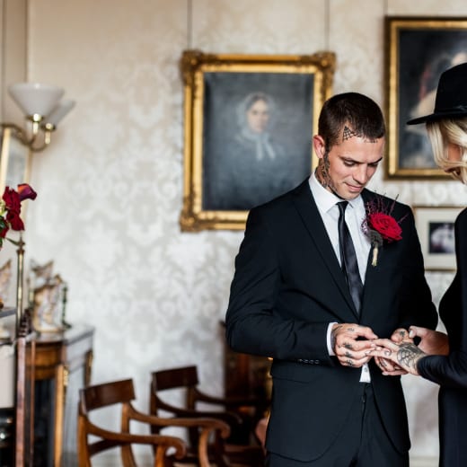Victorian House Jersey Museum man and women exchange wedding vows 2