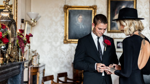Victorian House Jersey Museum man and women exchange wedding vows 2